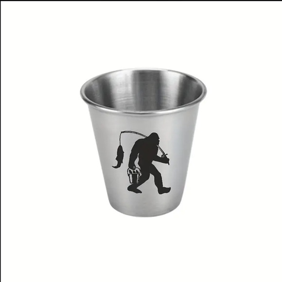 🆕 4pcs, Stainless Steel Shot Cups with Sasquatch Bigfoot Designs -2oz Capacity - Picture 3 of 7